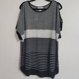 NWT CJ Banks Knit Cold Shoulder Striped Blouse